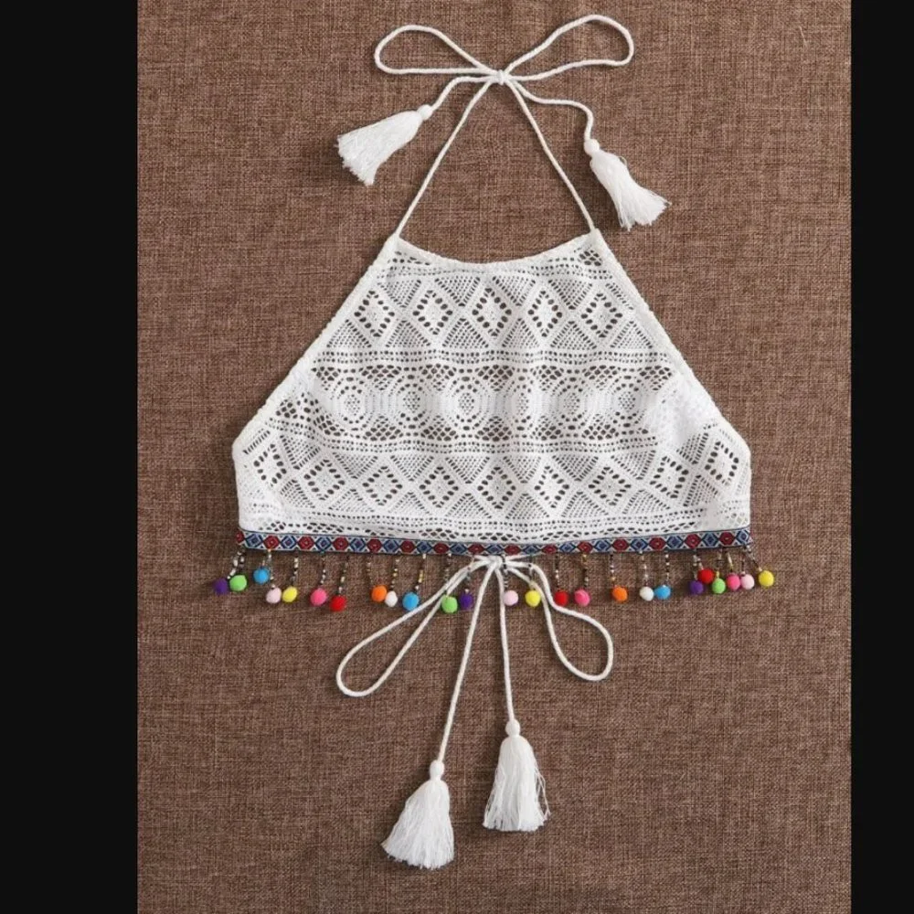 Boho halter crop top size medium